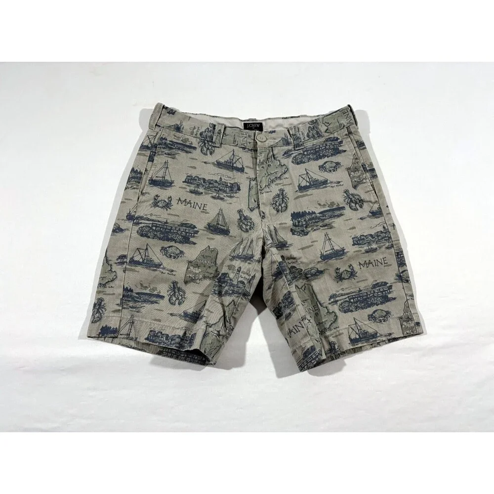 J.CREW Gramercy Chino Shorts Mens Gray Boat Nautical Cotton 8